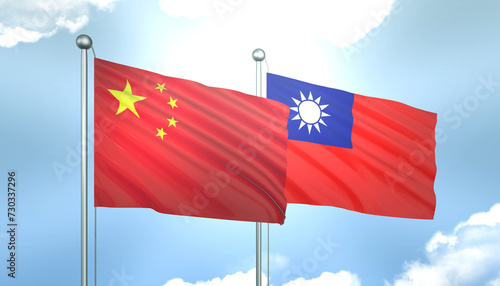 Obraz na płótnie China and Taiwan Flag Together A Concept of Realations w salonie
