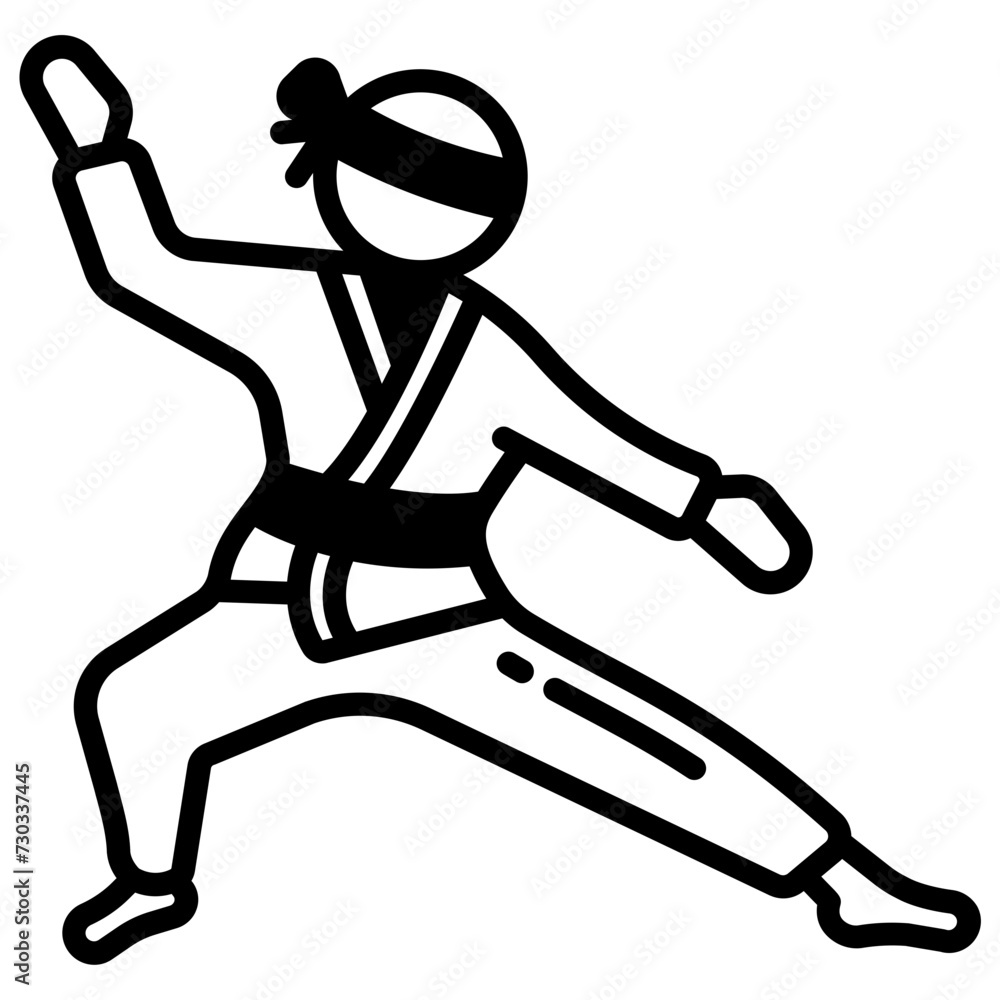 Judo glyph and line vector illustration