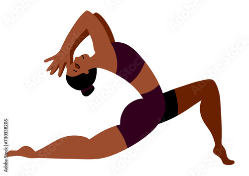 woman practicing yoga flat illustration isolated on transparent background