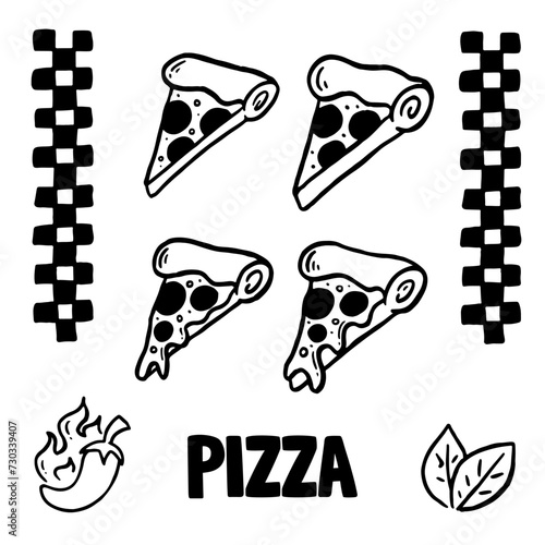 Hand drawn doodle Hot pizza. Doodle vector.