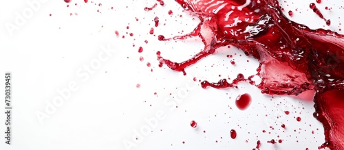 Red wine spilled on white background.