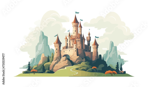 castle vector flat minimalistic asset isolated illustration
