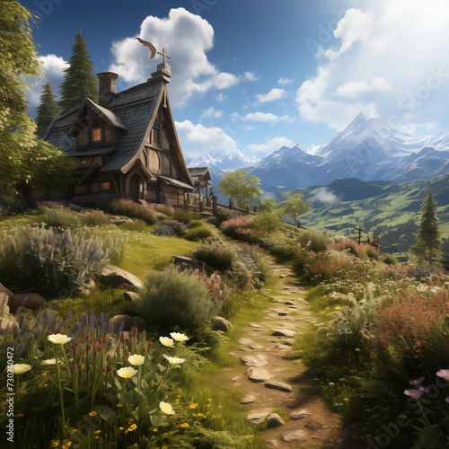 A hiker comes upon a quaint yet homey cottage in the mountain