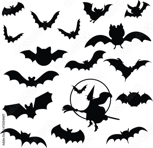 Halloween Eps bundle  silhouette of witches  pumpkins  ghost  gargoyles  and Halloween birds