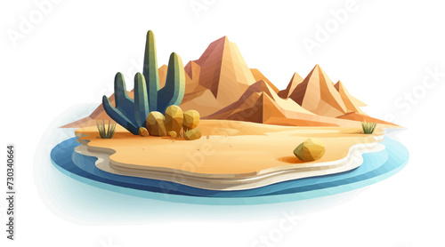 desert vector simple 3d smooth cut and paste white isolated illustration