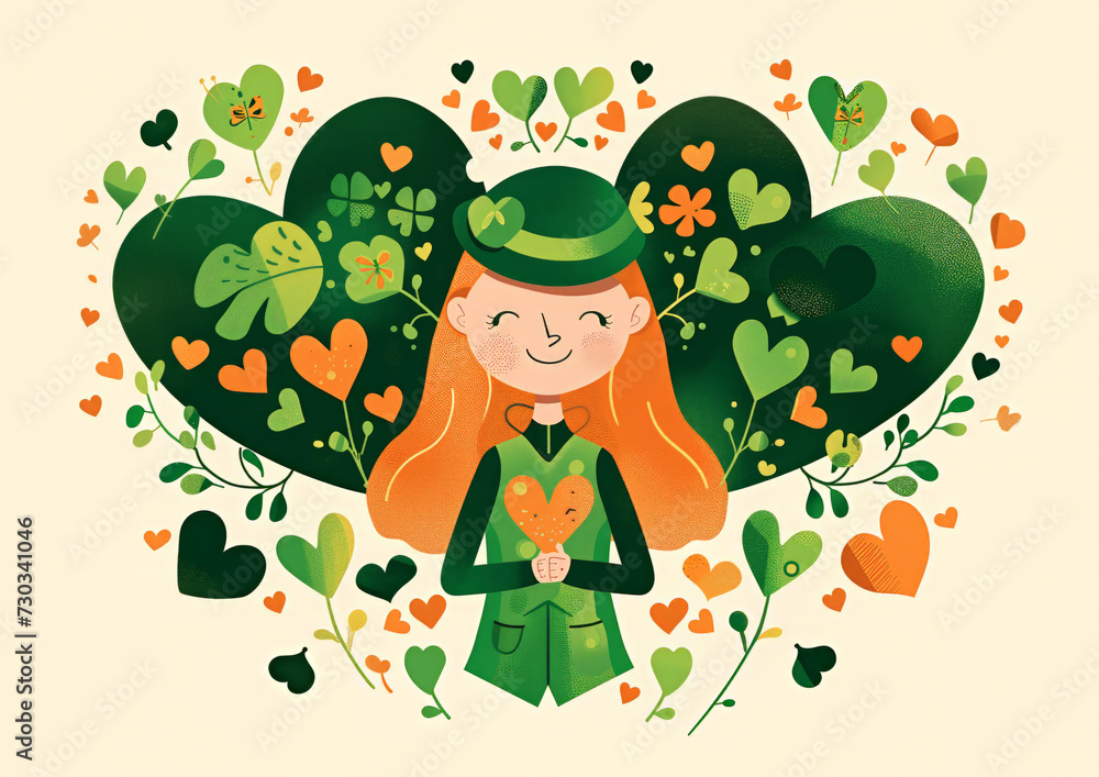 st patrick's day red-haired girl vector illustration st patrick's day red-haired girl vector illustration
