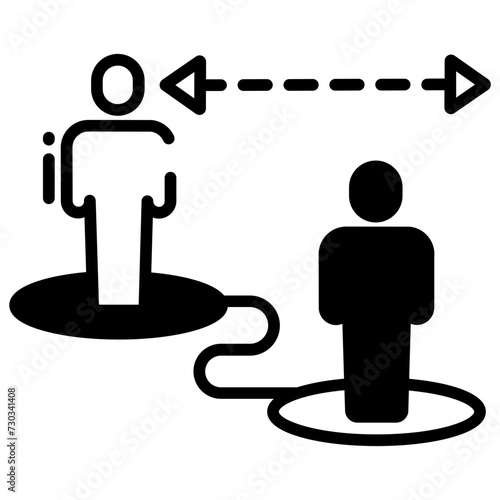 Distance glyph and line vector illustration