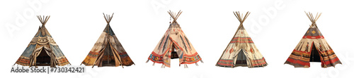 Native american tent vector set isolated on white background photo