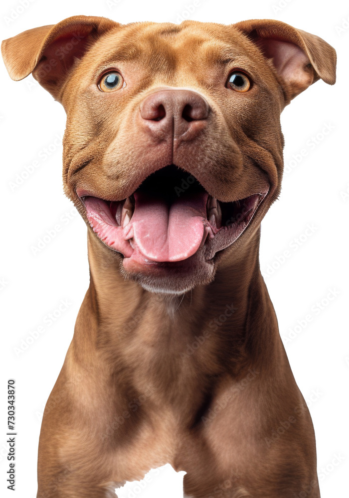 Happy brown dog with joyful expression looking directly at the camera in a bright setting Happy brown dog with joyful expression looking directly at the camera in a bright setting