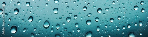 Banner of multiple water droplets as aquamarine as background