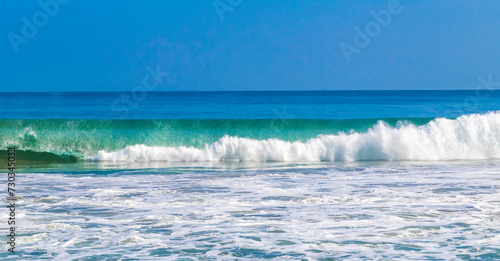 Extremely huge big surfer waves at beach Puerto Escondido Mexico.