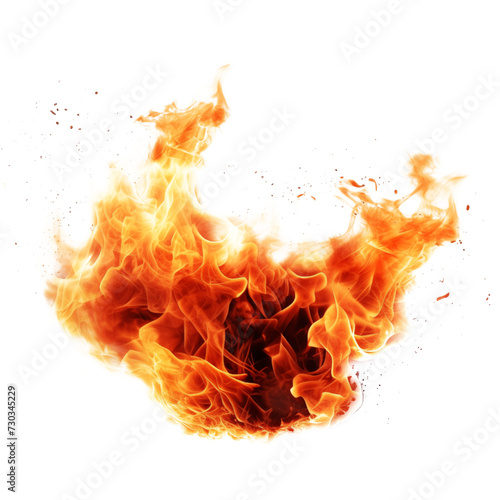 Spreading fire flame isolated on transparent background. Fire at home or forest. A design element to be inserted into a design or project.