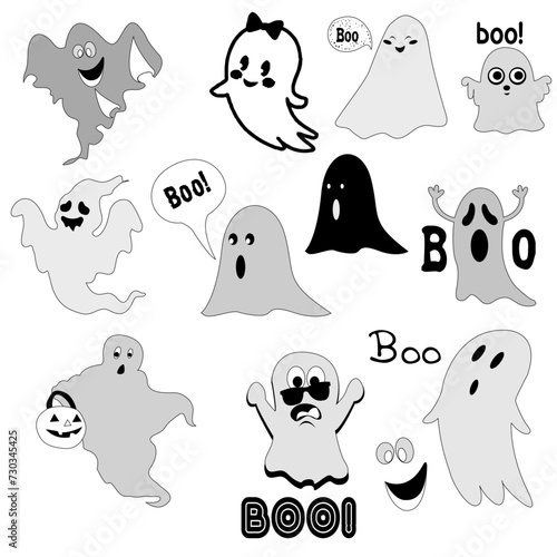 Halloween Ghosts Ai, Bundle, Halloween Ai file, Halloween ghost clipart, Halloween Ghost Cut File, Cricut Ghost Ai
