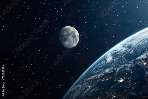 Moon and Earth from space