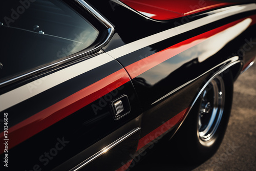 Vintage luxury sportscar muscle car detail view. Generative AI