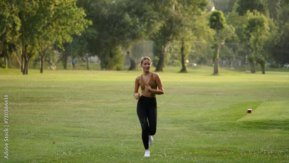 Pretty young woman running in park Pretty young woman running in park