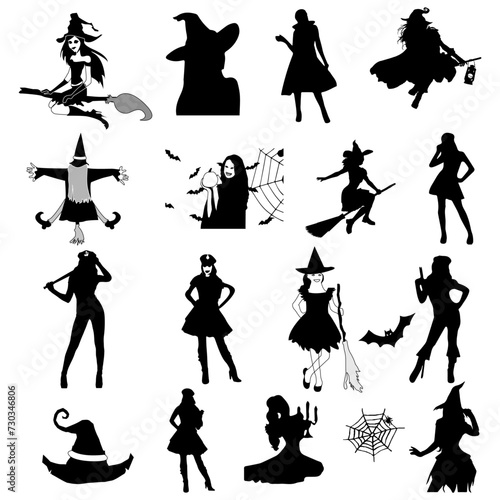 Witch Girl Clipart, Halloween Aifiles, Digital Planner Doll Bundle, Spooky Ai
