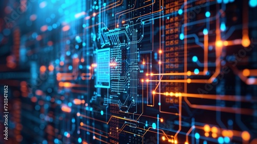 The computer's journey through time in a circuitry-infused timeline