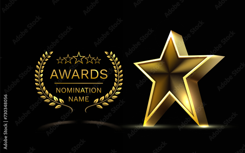 Awards nomination name podium, golden prize event, scene star ceremony. Vector Awards nomination name podium, golden prize event, scene star ceremony. Vector