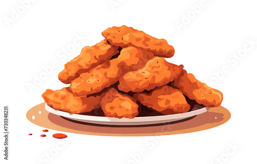 pile of fried chicken vector flat minimalistic isolated illustration