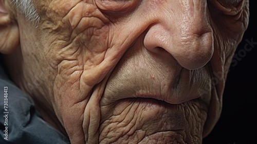 Detail to facial wrinkles on the old person, an old age concept