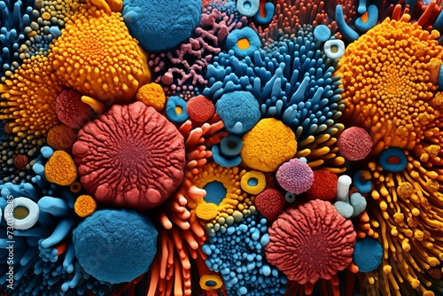 Diverse Colorful microbiome. Medical human cell. Generate Ai