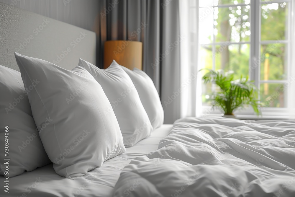 Cotton pillows on the bed in modern bedroom Cotton pillows on the bed in modern bedroom