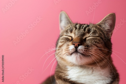 Spectacularly happy cat, fur colored brightly. Pretty background, spectacularly cuzy and cute. © IgitPro