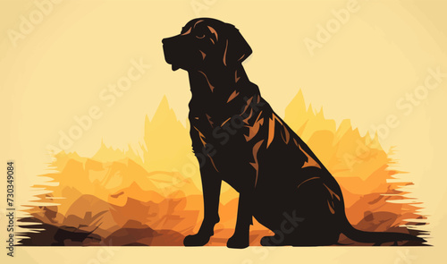 dog silhouette labrador retriever pet design illustration