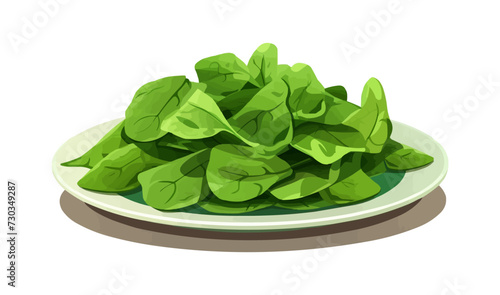 slices of Spinach on plate vector flat isolated vector style illustration