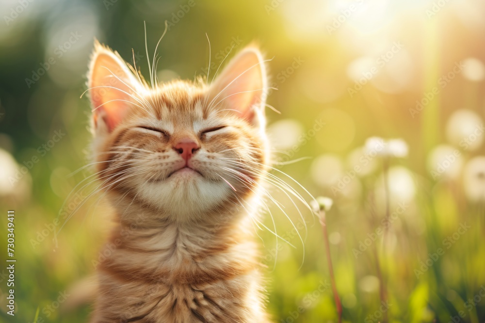 Beautiful kitten, sweetly smiling with joy. Sweet wallpaper, background colored brightly. Beautiful kitten, sweetly smiling with joy. Sweet wallpaper, background colored brightly.