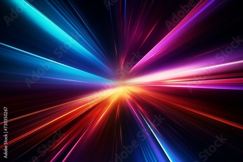 Colorful abstract background with neon rays and glowing lines. Generative AI