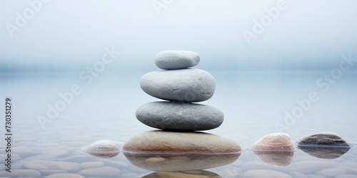  A stack of stones sitting on top a body of water