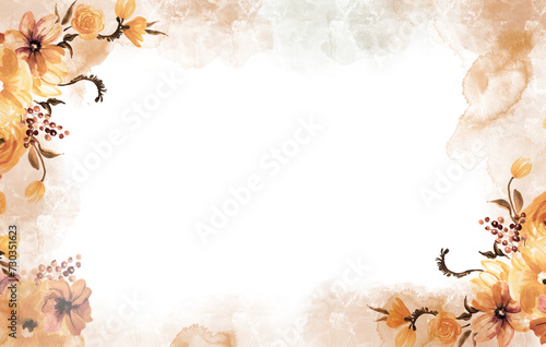 Watercolor hand painted floral background. PNG transparent illustration