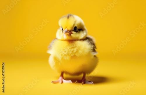world bird day  Easter  funny yellow chick  little Easter chicken  poultry  yellow background