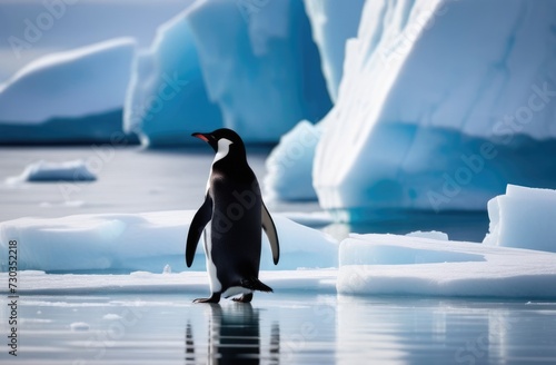 World Penguin Day  a lone adult penguin on an ice floe  a lost penguin  an iceberg in the ocean  a lot of snow