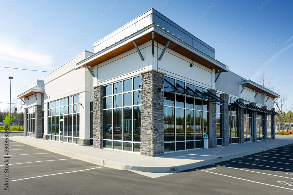 Commercial Building Fascia Logo And Signage Mockup The Exterior Wall Of A Contemporary Commercial Style Building With Aluminium Metal Composite Panels And Glass Windows For Logo And Sign Board Mockup 