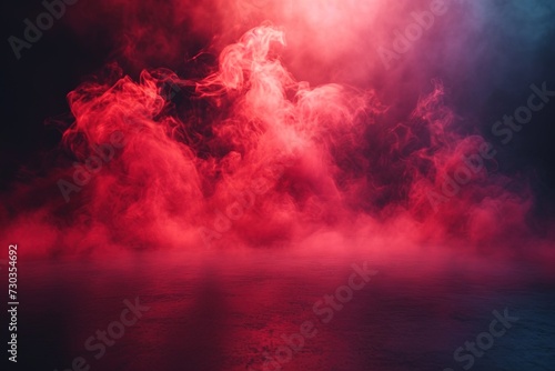 Red smoke stage studio. Abstract fog texture. © WideRangeVisuals