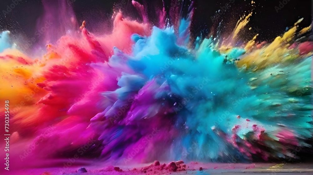 Vibrant Rainbow Powder Explosion - Colorful Dust Background
