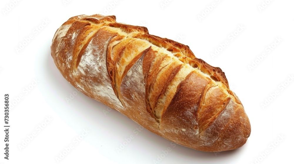 Loaf of bread isolated on a white background. Top view Loaf of bread isolated on a white background. Top view