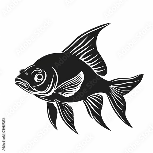 Fish silhouette, flat logo, no color