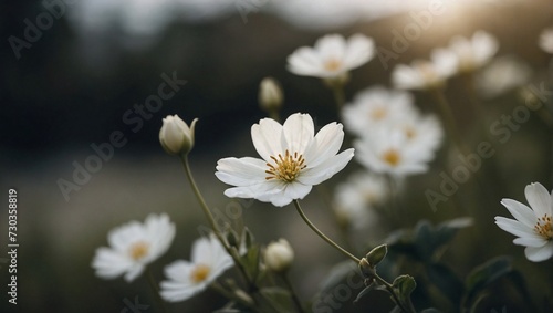 a close up of a white flower with a blurry backround in the background of a blurry image of the backround of a white flower