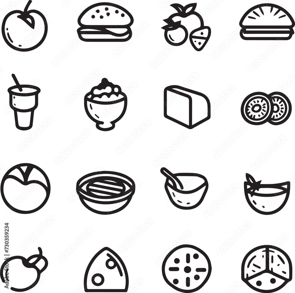Food & Drinks icon set black silhouette