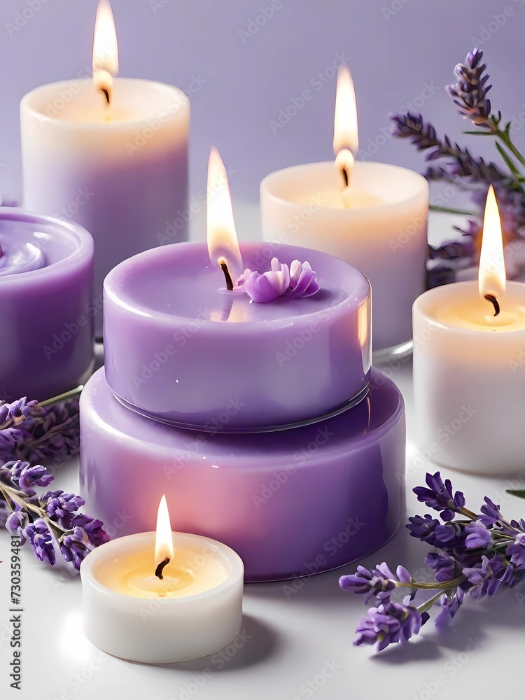 spa still life, candles and lavender spa still life, candles and lavender