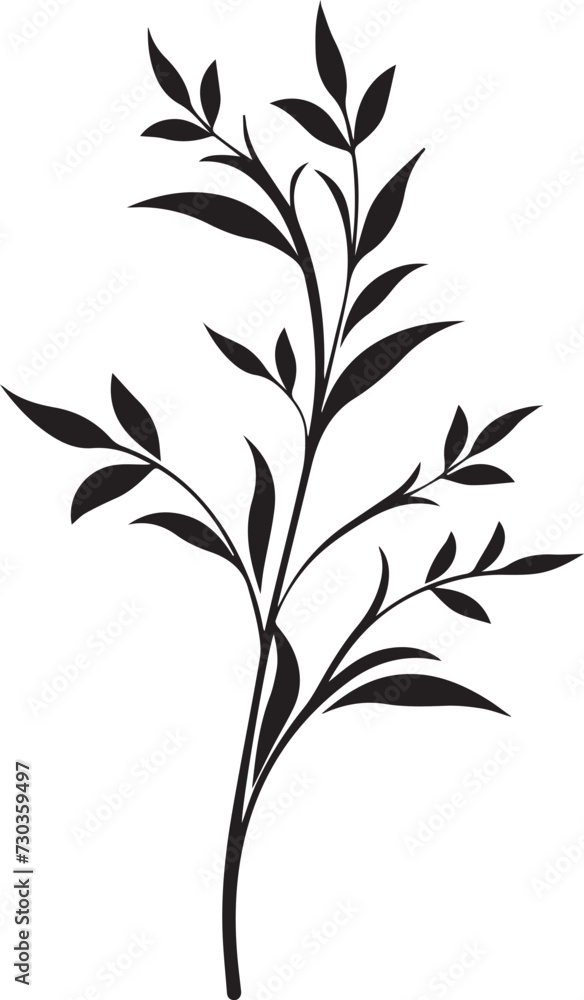 black and white silhouettes of plants on white background