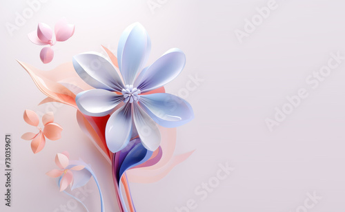 Happy women's day. Mother's day. 8 march. Flowers on stem with leaves, Blossom floral bouquet. Flowers in plastic 3d. spring flowers. Flower made from plastic bottles recyclable garbage concept.