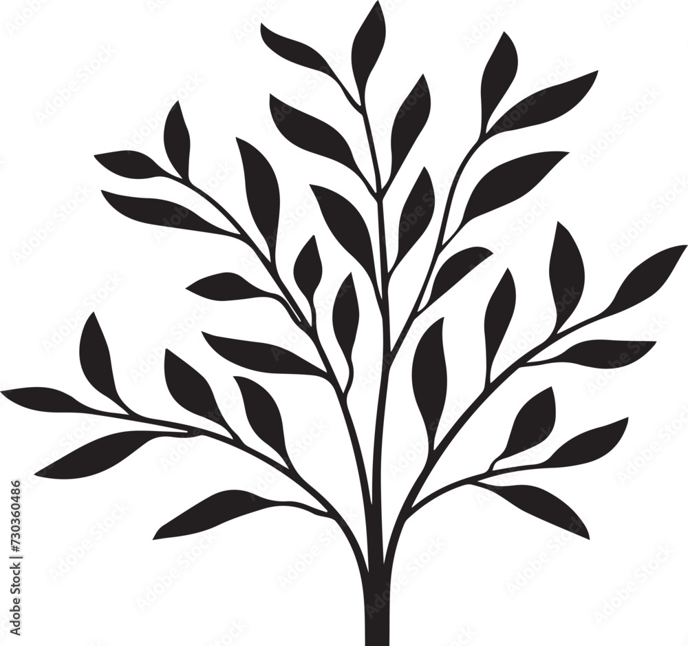 Naklejka premium black and white silhouette of a Tree on white background