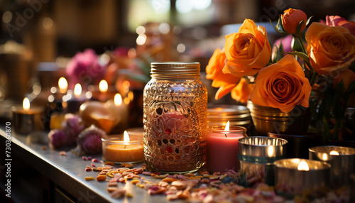 Flame of love and harmony, glowing in candlelight generated by AI