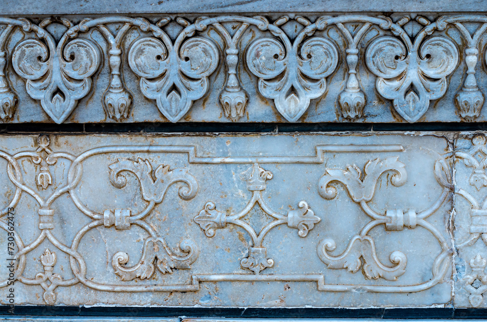 Detail of Taj Mahal in Agra, Uttar Pradesh, India