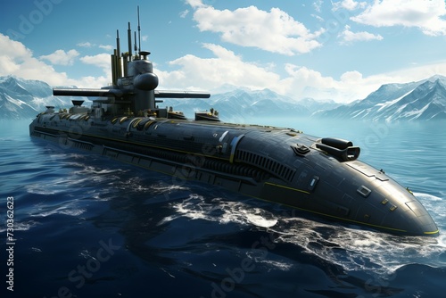Military submarine. Ocean defense naval. Generate Ai